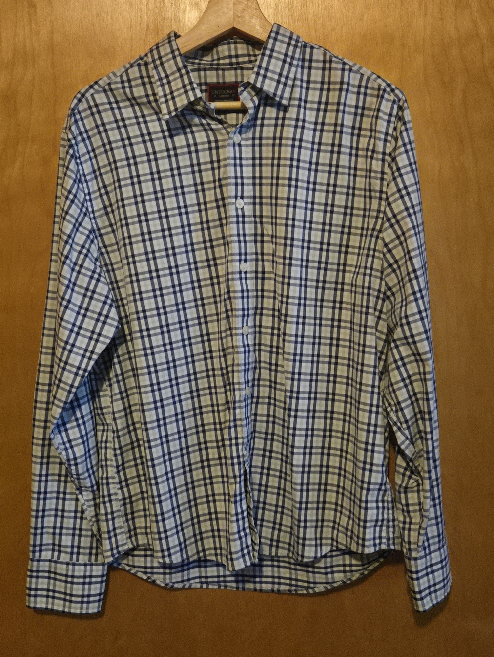 UNTUCKit Allendale Performance+ Shirt | Men's Medium | Blue Gray Plaid Regular